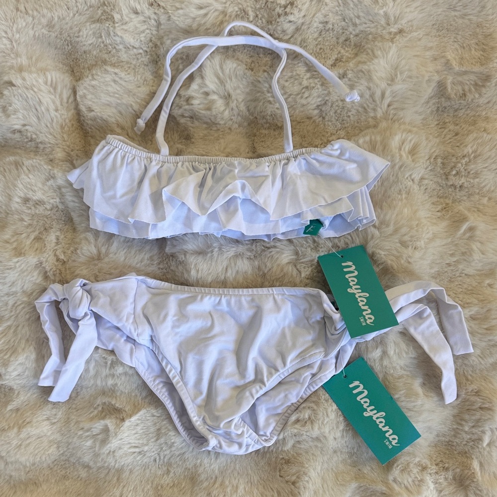 White Ruffle Bikini Set for Kids